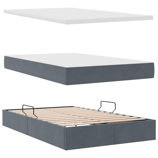 vidaXL Storage Bed with Mattress Dark Grey 120 x 190 cm Velvet