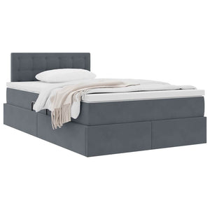 vidaXL Storage Bed with Mattress Dark Grey 120 x 190 cm Velvet