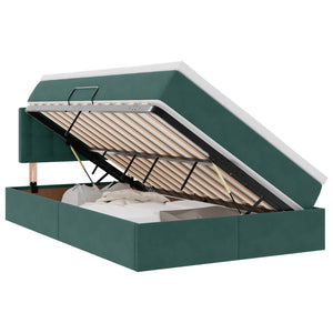 vidaXL Storage Bed with Mattress Dark Green 120 x 190 cm Velvet