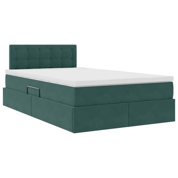 vidaXL Storage Bed with Mattress Dark Green 120 x 190 cm Velvet