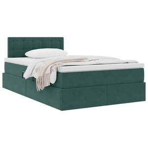 vidaXL Storage Bed with Mattress Dark Green 120 x 190 cm Velvet