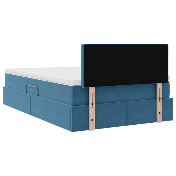 vidaXL Storage Bed with Mattress Blue 120 x 190 cm Velvet