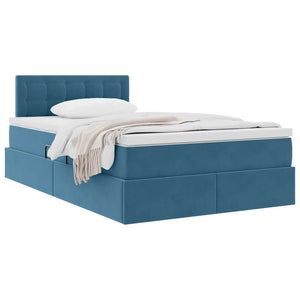 vidaXL Storage Bed with Mattress Blue 120 x 190 cm Velvet