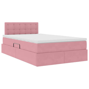vidaXL Storage Bed with Mattress Pink 120 x 190 cm Velvet