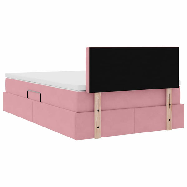 vidaXL Storage Bed with Mattress Pink 120 x 190 cm Velvet