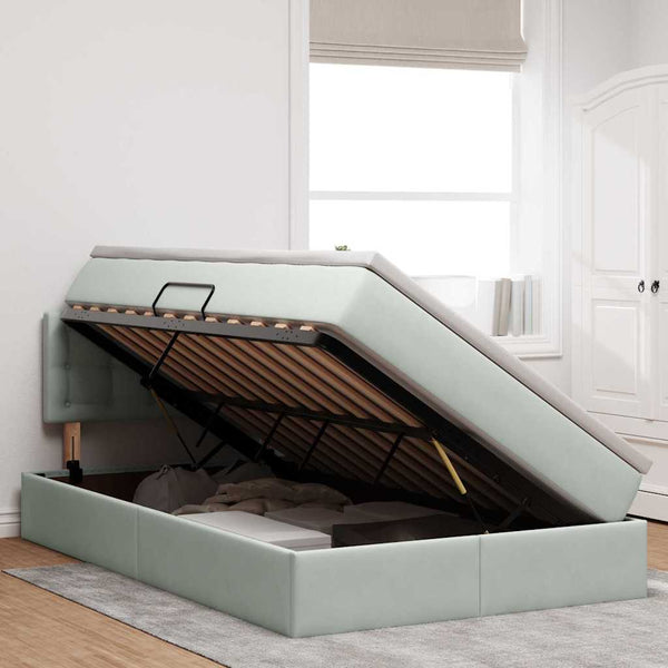 vidaXL Storage Bed with Mattress Light Gray 120 x 200 cm Velvet
