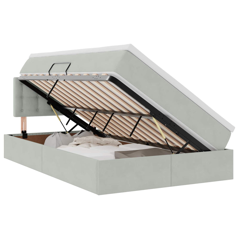 vidaXL Storage Bed with Mattress Light Gray 120 x 200 cm Velvet