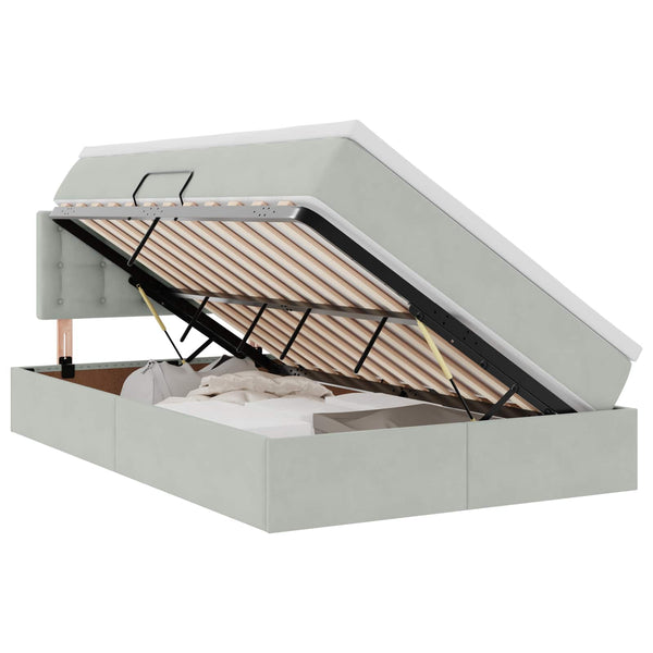 vidaXL Storage Bed with Mattress Light Gray 120 x 200 cm Velvet