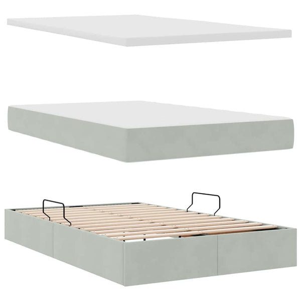 vidaXL Storage Bed with Mattress Light Gray 120 x 200 cm Velvet