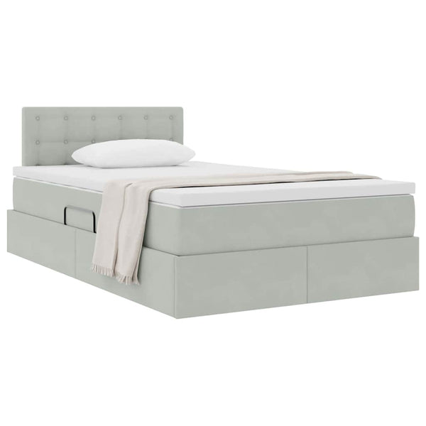 vidaXL Storage Bed with Mattress Light Gray 120 x 200 cm Velvet