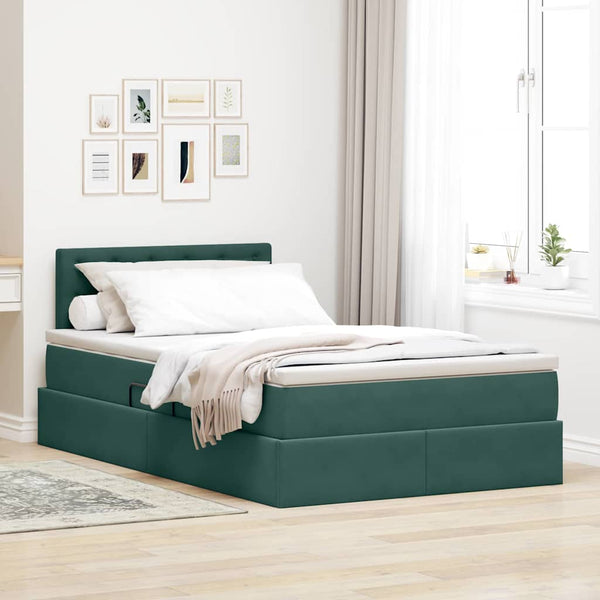 vidaXL Storage Bed with Mattress Dark Green 120 x 200 cm Velvet