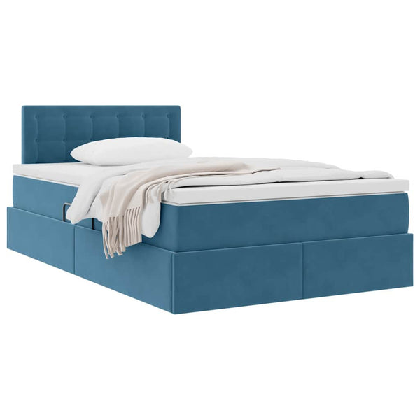 vidaXL Storage Bed with Mattress Dark Blue 120 x 200 cm Velvet