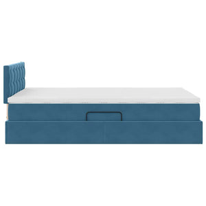 vidaXL Storage Bed with Mattress Dark Blue 120 x 200 cm Velvet