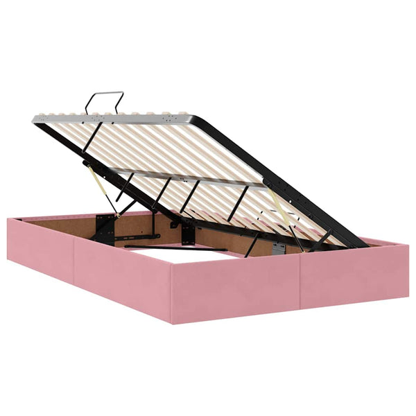 vidaXL Storage Bed with Mattress Pink 120 x 200 cm Velvet