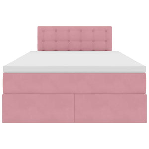 vidaXL Storage Bed with Mattress Pink 120 x 200 cm Velvet