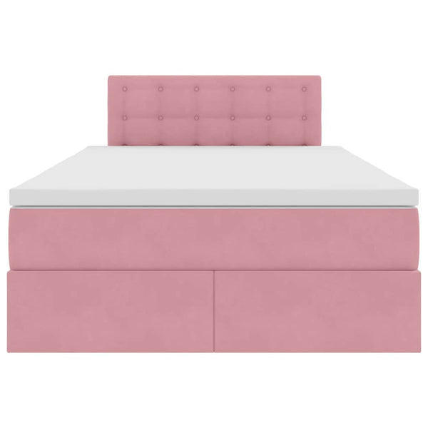 vidaXL Storage Bed with Mattress Pink 120 x 200 cm Velvet