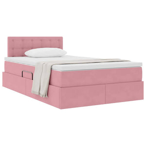 vidaXL Storage Bed with Mattress Pink 120 x 200 cm Velvet