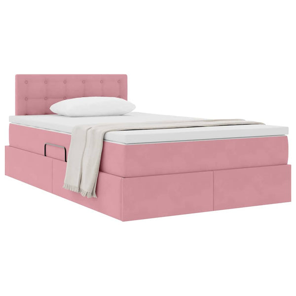 vidaXL Storage Bed with Mattress Pink 120 x 200 cm Velvet