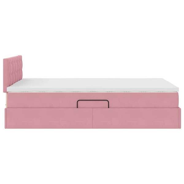 vidaXL Storage Bed with Mattress Pink 120 x 200 cm Velvet