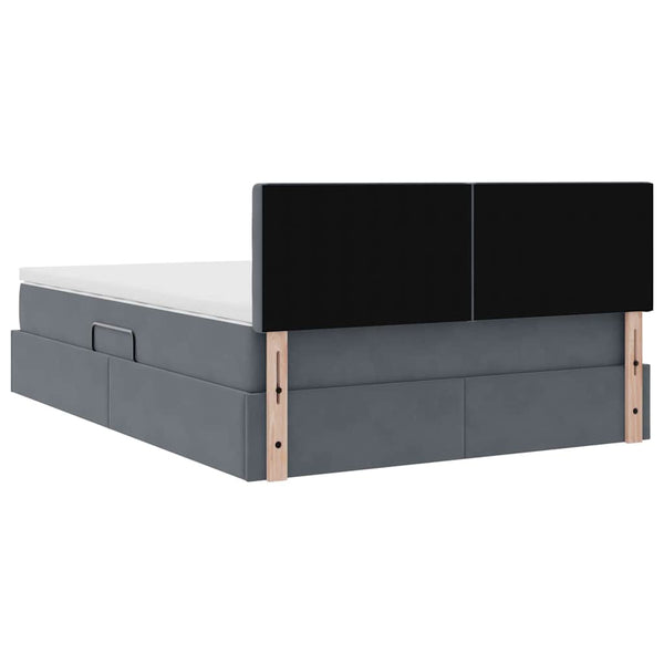 vidaXL Storage Bed with Mattress Dark Grey 140 x 190 cm Velvet