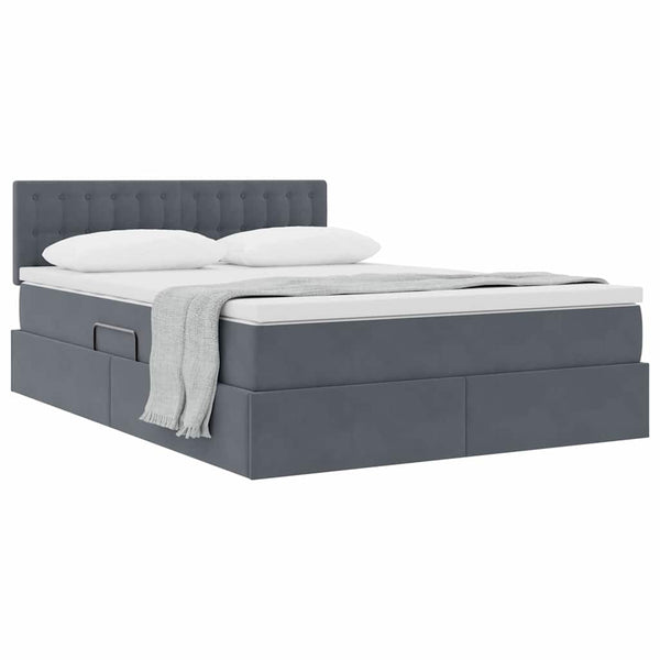 vidaXL Storage Bed with Mattress Dark Grey 140 x 190 cm Velvet