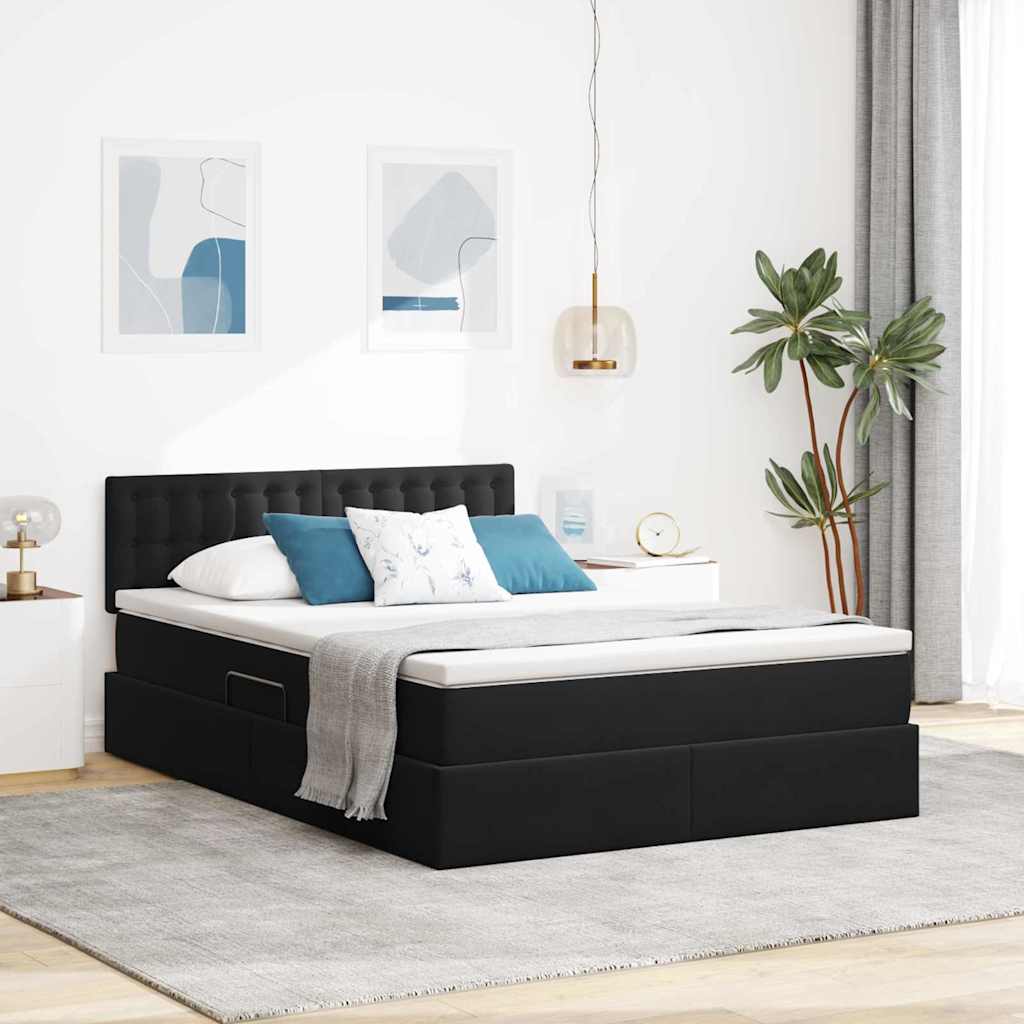 vidaXL Storage Bed with Mattress Black 140 x 190 cm Velvet