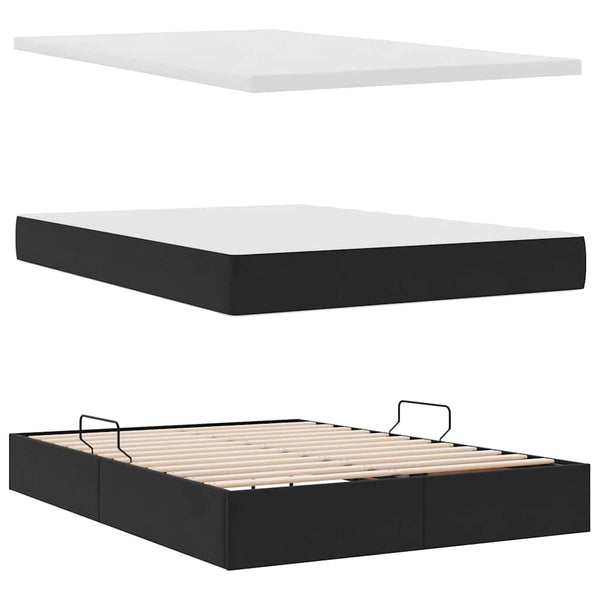 vidaXL Storage Bed with Mattress Black 140 x 190 cm Velvet