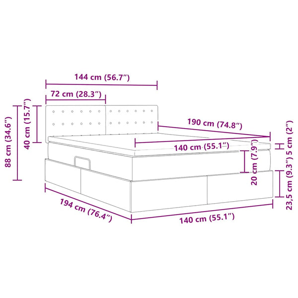vidaXL Storage Bed with Mattress Black 140 x 190 cm Velvet