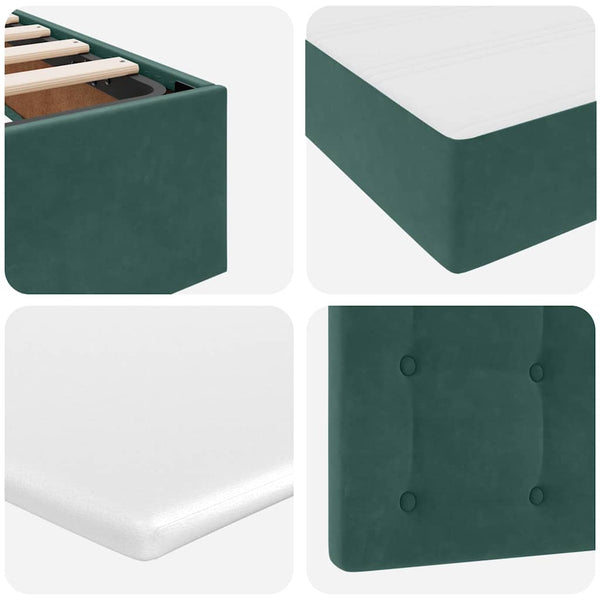 vidaXL Storage Bed with Mattress Dark Green 140 x 190 cm Velvet