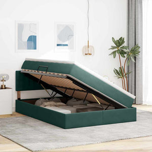 vidaXL Storage Bed with Mattress Dark Green 140 x 190 cm Velvet