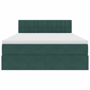vidaXL Storage Bed with Mattress Dark Green 140 x 190 cm Velvet
