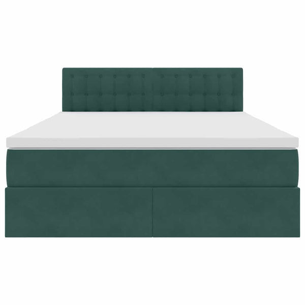 vidaXL Storage Bed with Mattress Dark Green 140 x 190 cm Velvet