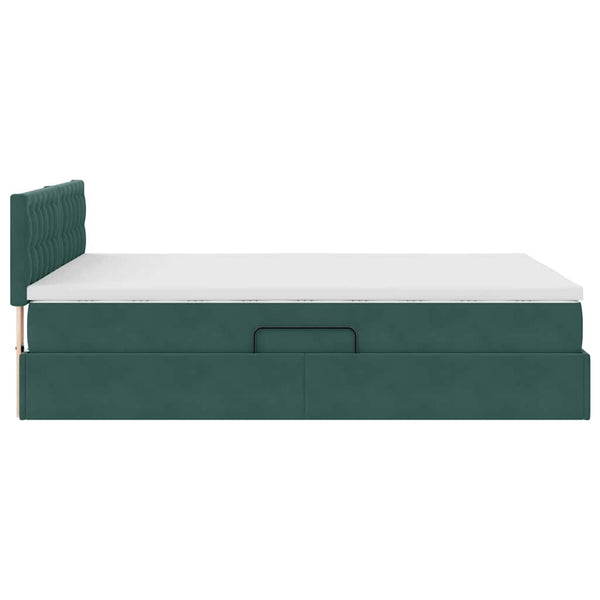 vidaXL Storage Bed with Mattress Dark Green 140 x 190 cm Velvet