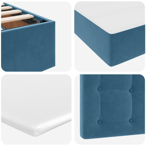vidaXL Storage Bed with Mattress Dark Blue 140 x 190 cm Velvet