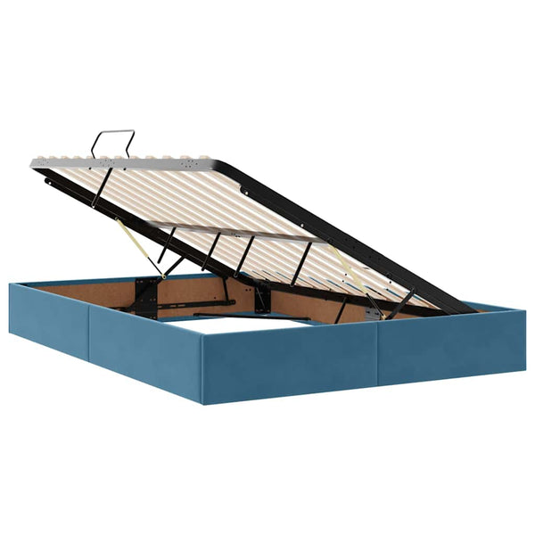 vidaXL Storage Bed with Mattress Dark Blue 140 x 190 cm Velvet