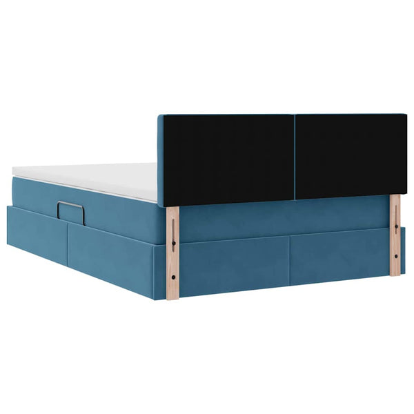 vidaXL Storage Bed with Mattress Dark Blue 140 x 190 cm Velvet