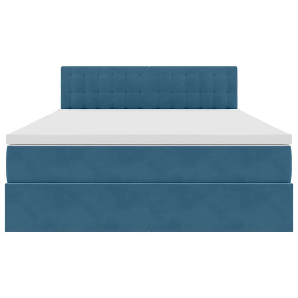 vidaXL Storage Bed with Mattress Dark Blue 140 x 190 cm Velvet