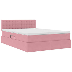 vidaXL Storage Bed with Mattress Pink 140 x 190 cm Velvet