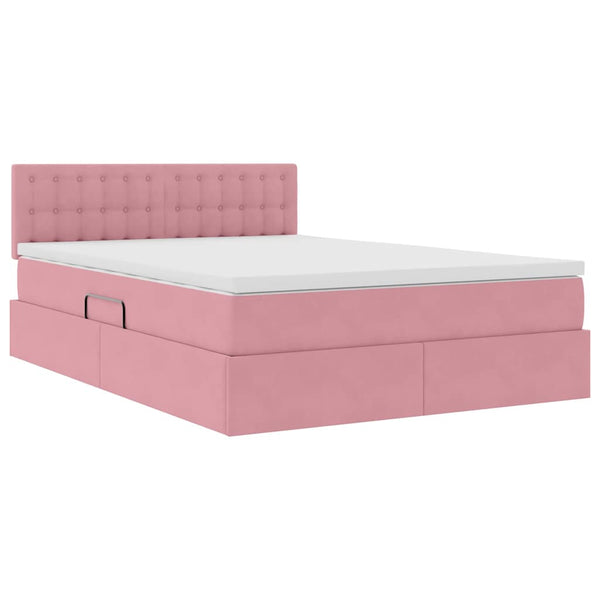 vidaXL Storage Bed with Mattress Pink 140 x 190 cm Velvet