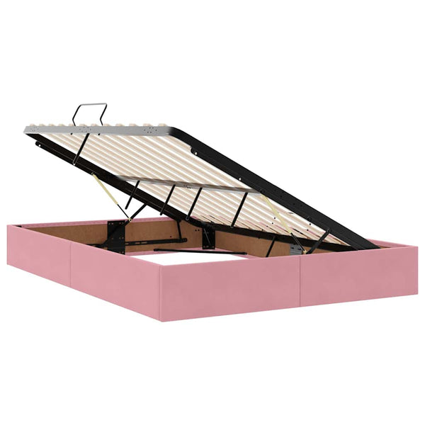 vidaXL Storage Bed with Mattress Pink 140 x 190 cm Velvet