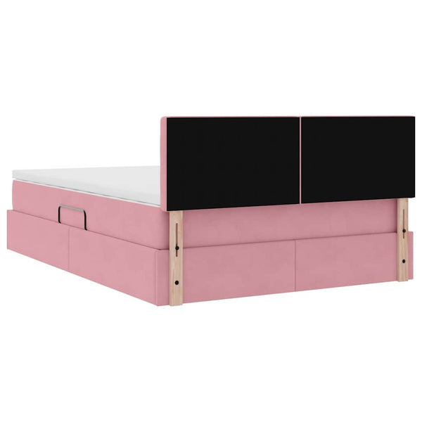 vidaXL Storage Bed with Mattress Pink 140 x 190 cm Velvet