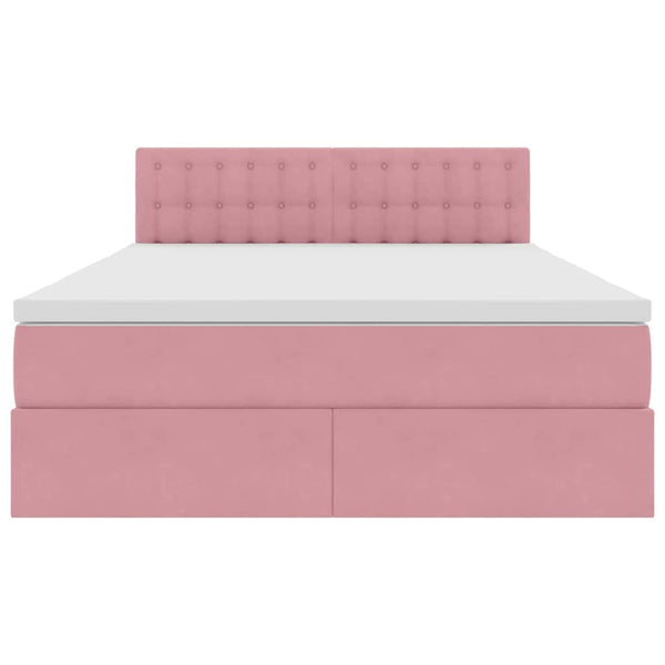vidaXL Storage Bed with Mattress Pink 140 x 190 cm Velvet