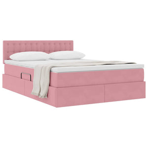 vidaXL Storage Bed with Mattress Pink 140 x 190 cm Velvet