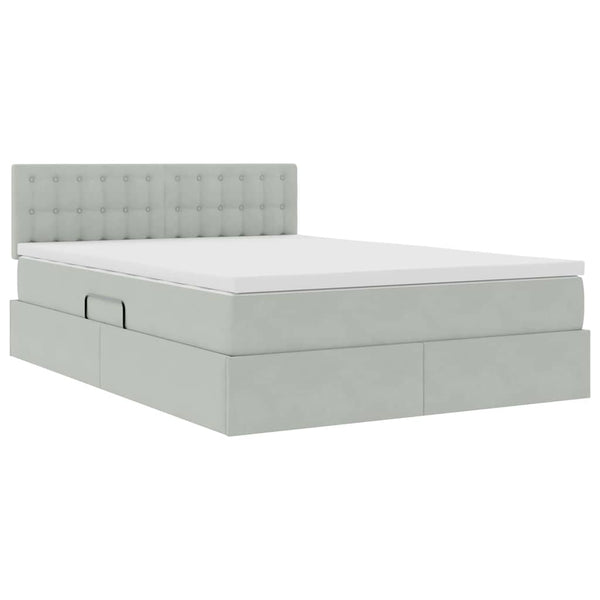 vidaXL Storage Bed with Mattress Light Grey 140 x 200 cm Velvet