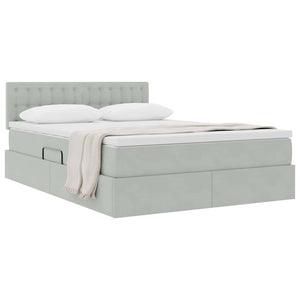 vidaXL Storage Bed with Mattress Light Grey 140 x 200 cm Velvet