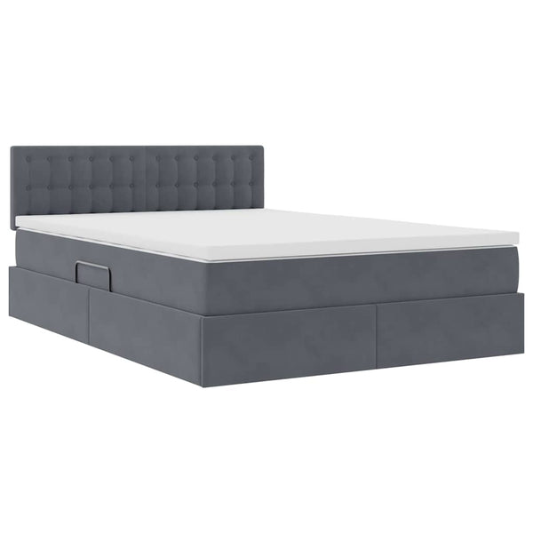 vidaXL Storage Bed with Mattress Dark Gray 140 x 200 cm Velvet