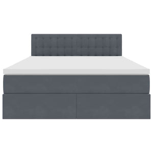 vidaXL Storage Bed with Mattress Dark Gray 140 x 200 cm Velvet