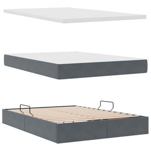 vidaXL Storage Bed with Mattress Dark Gray 140 x 200 cm Velvet