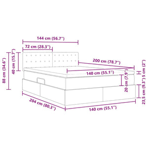 vidaXL Storage Bed with Mattress Black 140 x 200 cm Velvet