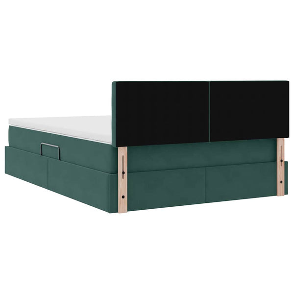 vidaXL Storage Bed with Mattress Dark Green 140 x 200 cm Velvet